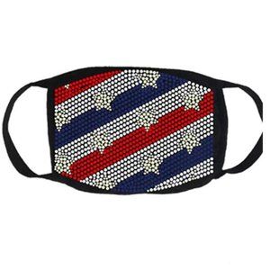USA FLAG DIAGNAL RHINESTONE FASHION MASK